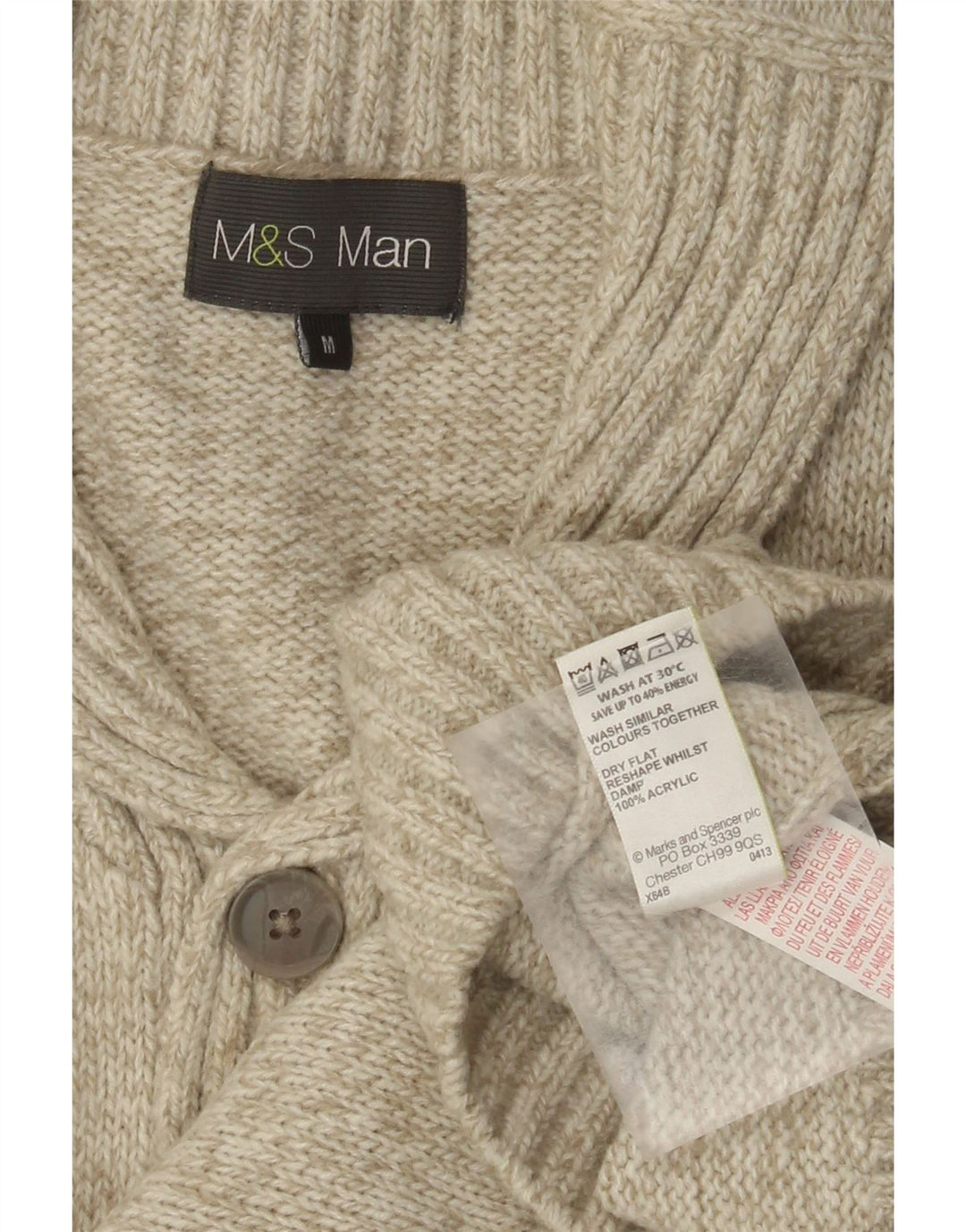 Marks & Spencer Jersey con cuello tipo chal para hombre Acrílico moteado verde medio