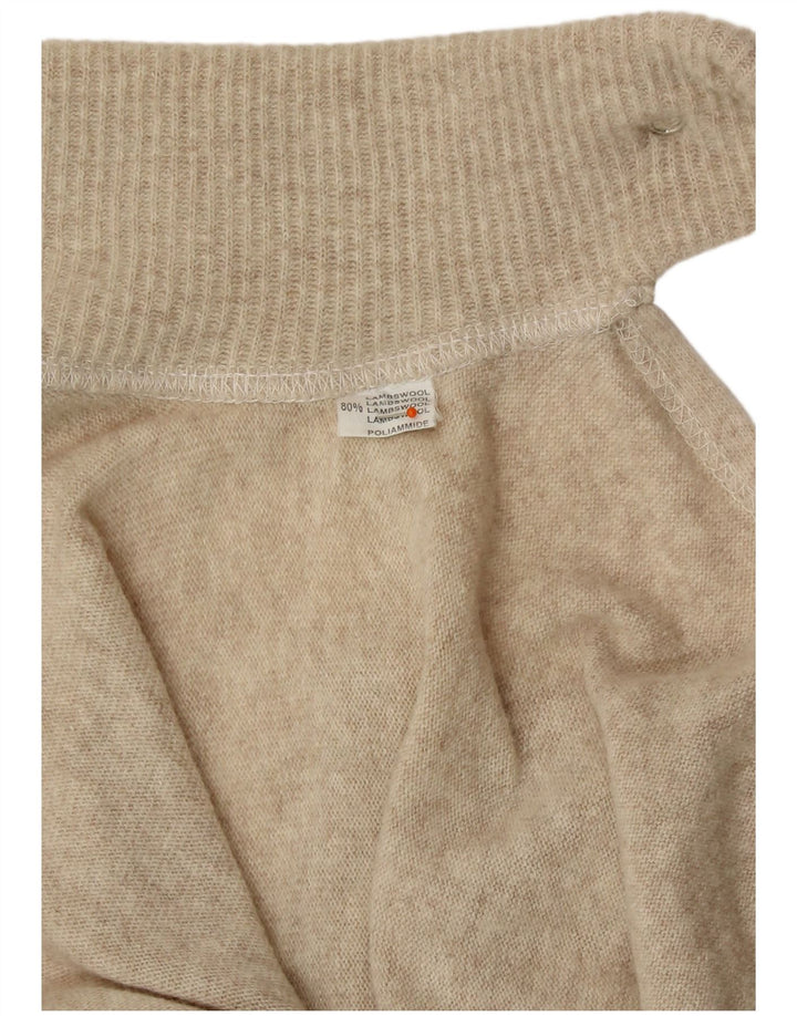 VINTAGE Jersey Poncho para mujer Talla única Lana de cordero beige