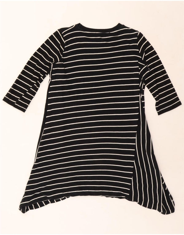 ZARA Mujer Vestido Asimétrico Manga 3/4 UK 44 Mediano Rayas Negras