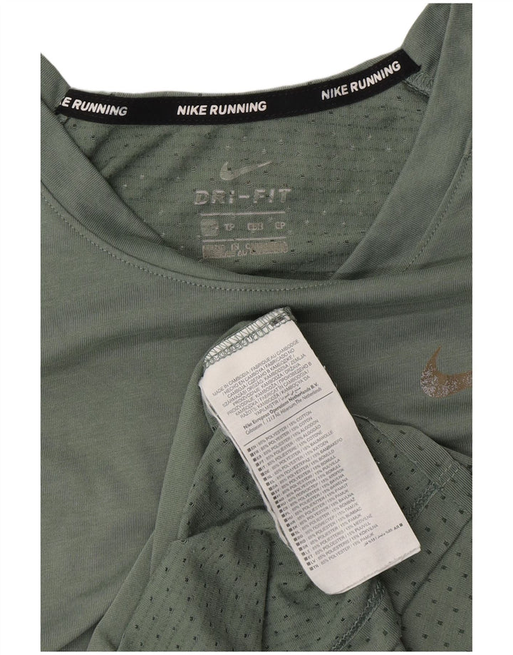 NIKE Mujer Dri Fit Camiseta Top UK 10 Small Verde Poliéster