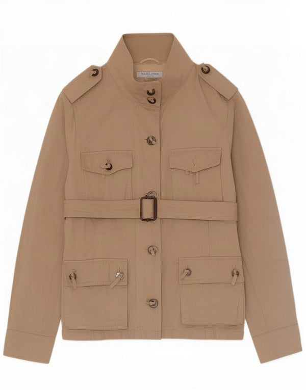 Marella Chaqueta militar para mujer UK 40 Mediana Beige Algodón Deportes