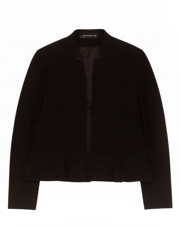 Zara Chaqueta Americana Abierta para Mujer UK 10 Small Black