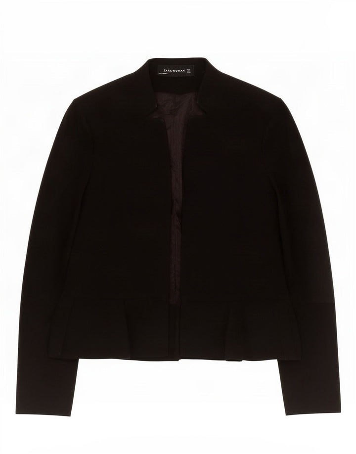Zara Chaqueta Americana Abierta para Mujer UK 10 Small Black