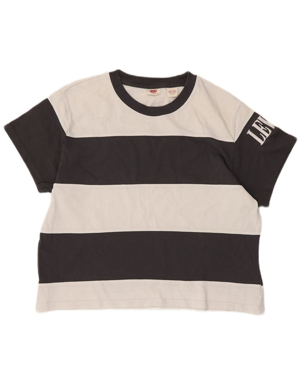 Levi's Camiseta corta extragrande con gráfico para mujer UK 6 XS Negro a rayas