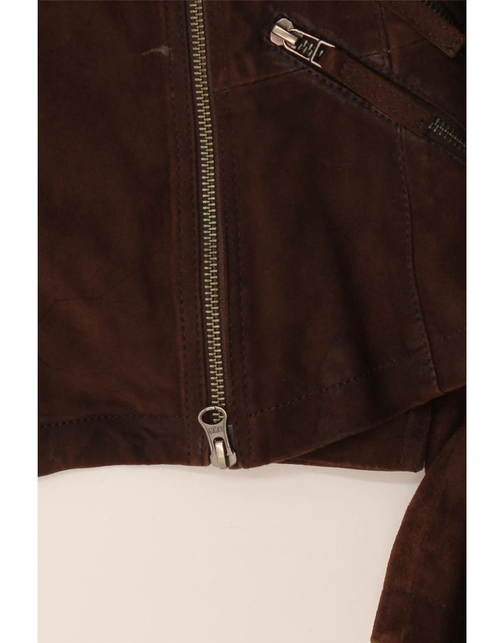 Chaqueta motera de cuero para mujer On Stage IT 38 XS Cuero color block marrón