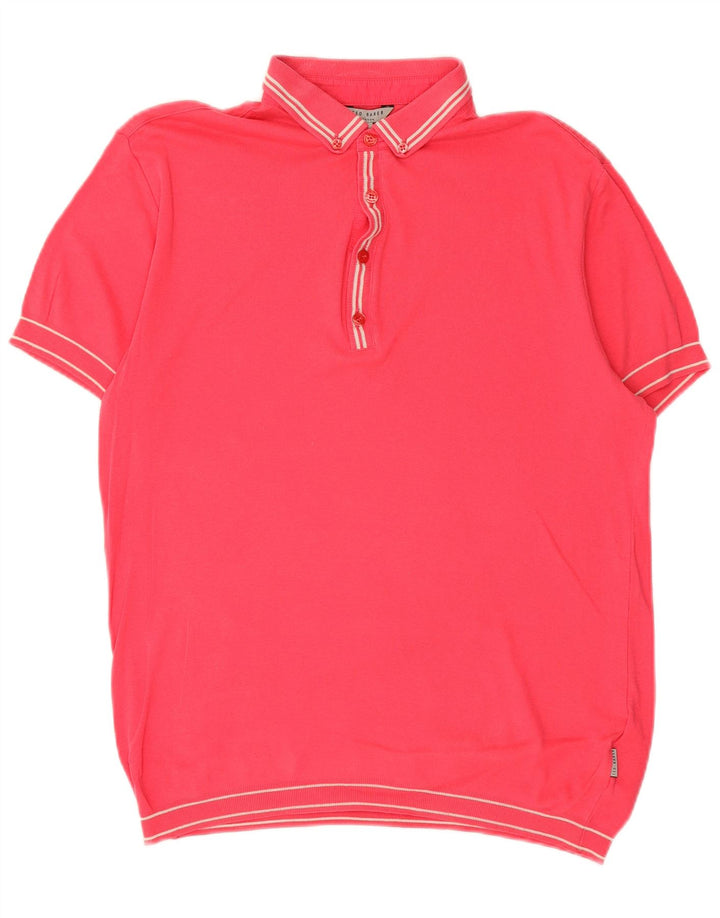 Ted Baker - Jersey para hombre con cuello tipo polo, talla 3, tamaño mediano, color rosa a rayas