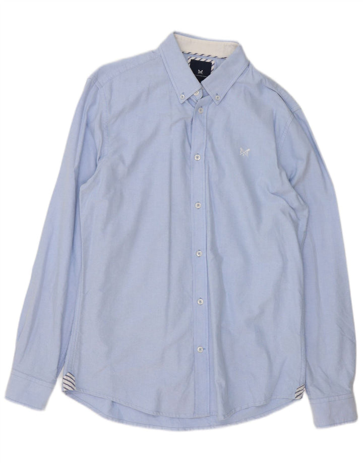 CREW CLOTHING Camisa ajustada para hombre de algodón azul medio