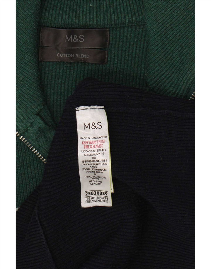 Marks & Spencer Jersey con cuello y cremallera para hombre, talla pequeña, color azul marino
