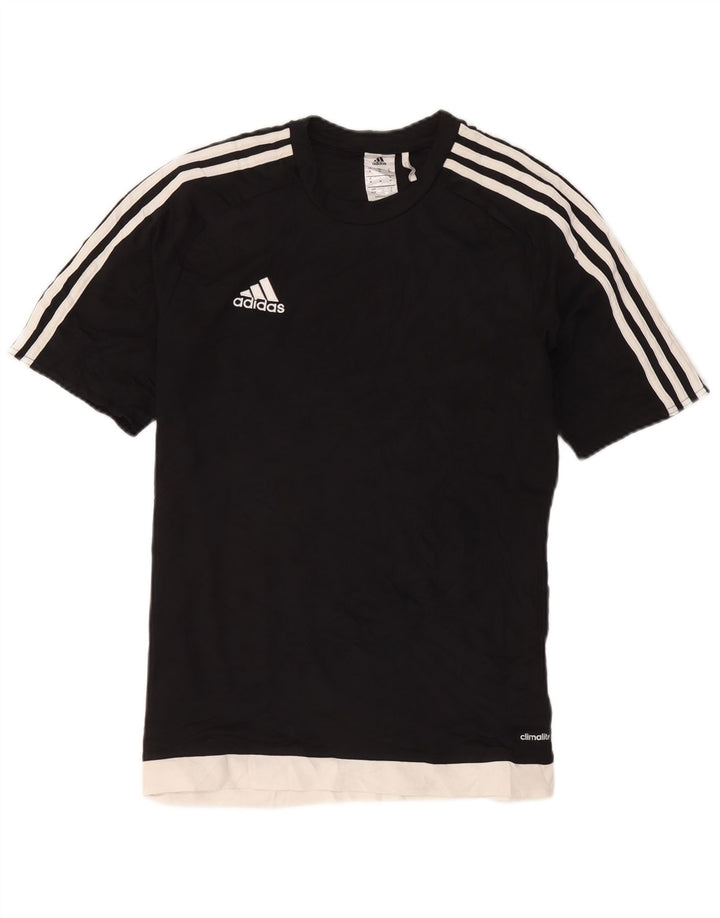 Adidas Hombre Climalite Camiseta Top Medio Negro Colorblock Poliéster