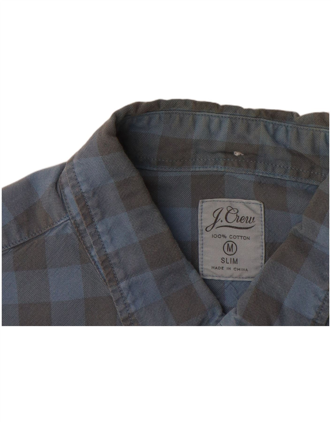 J. CREW Camisa ajustada para hombre de algodón a cuadros azul medio
