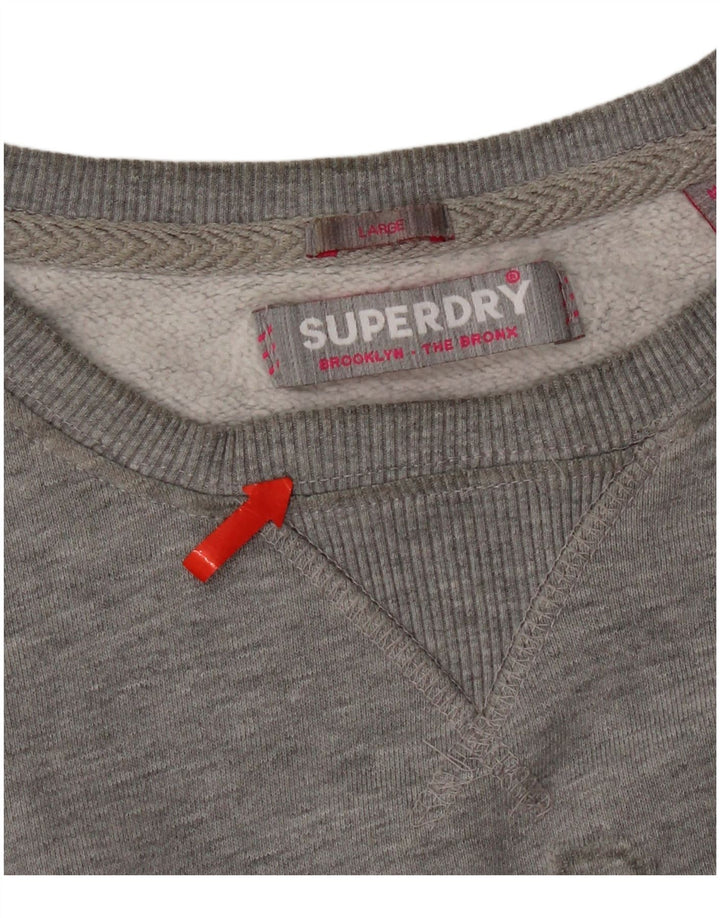 Superdry Sudadera extragrande con estampado gráfico para mujer, talla 46, algodón gris grande