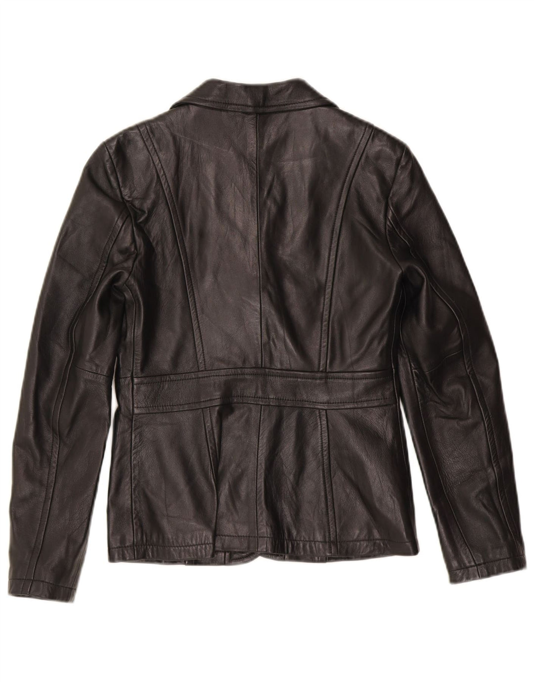 Benetton Chaqueta Americana De Piel Con 3 Botones IT 42 Medium Black Leather