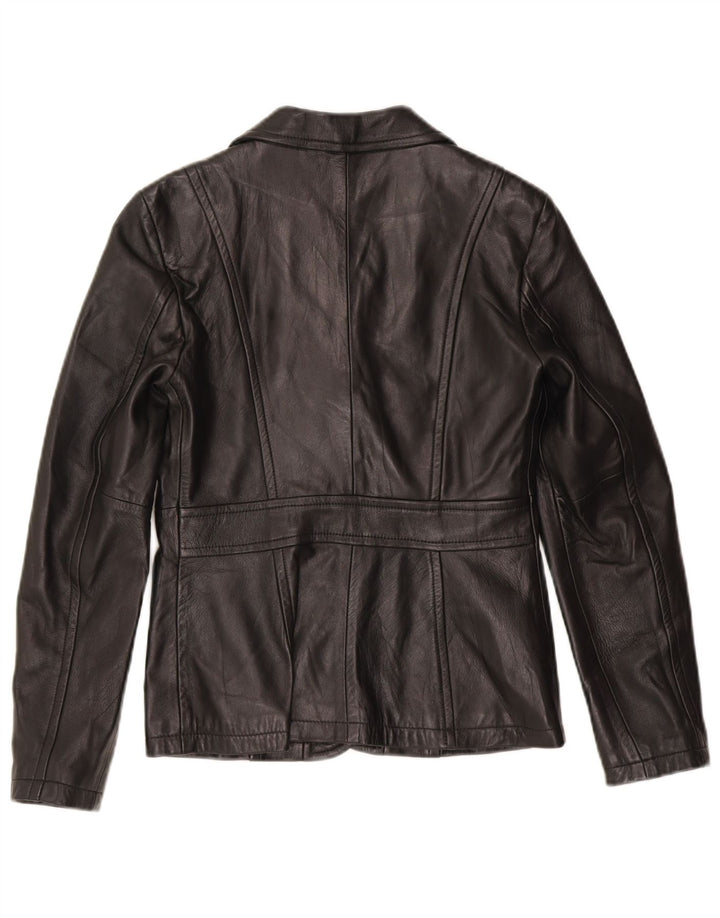 Benetton Chaqueta Americana De Piel Con 3 Botones IT 42 Medium Black Leather