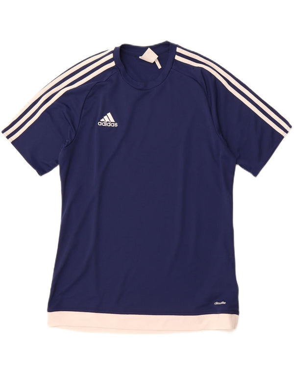 Camiseta ADIDAS Climalite para hombre Top medio azul marino color block poliéster