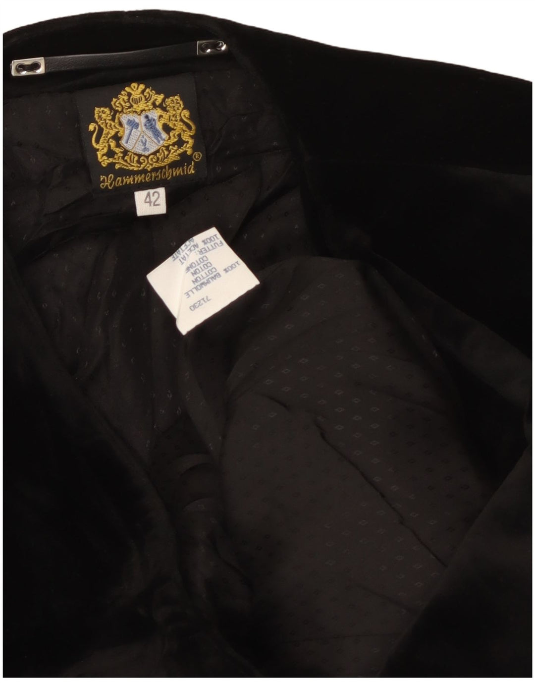 HAMMERSCHMID Chaqueta tipo blazer de terciopelo con 3 botones para mujer EU 42 Grande Algodón negro