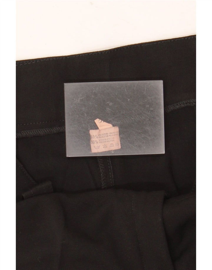 VINTAGE Pantalón de traje recto para mujer Pequeño W27 L32 Poliéster negro