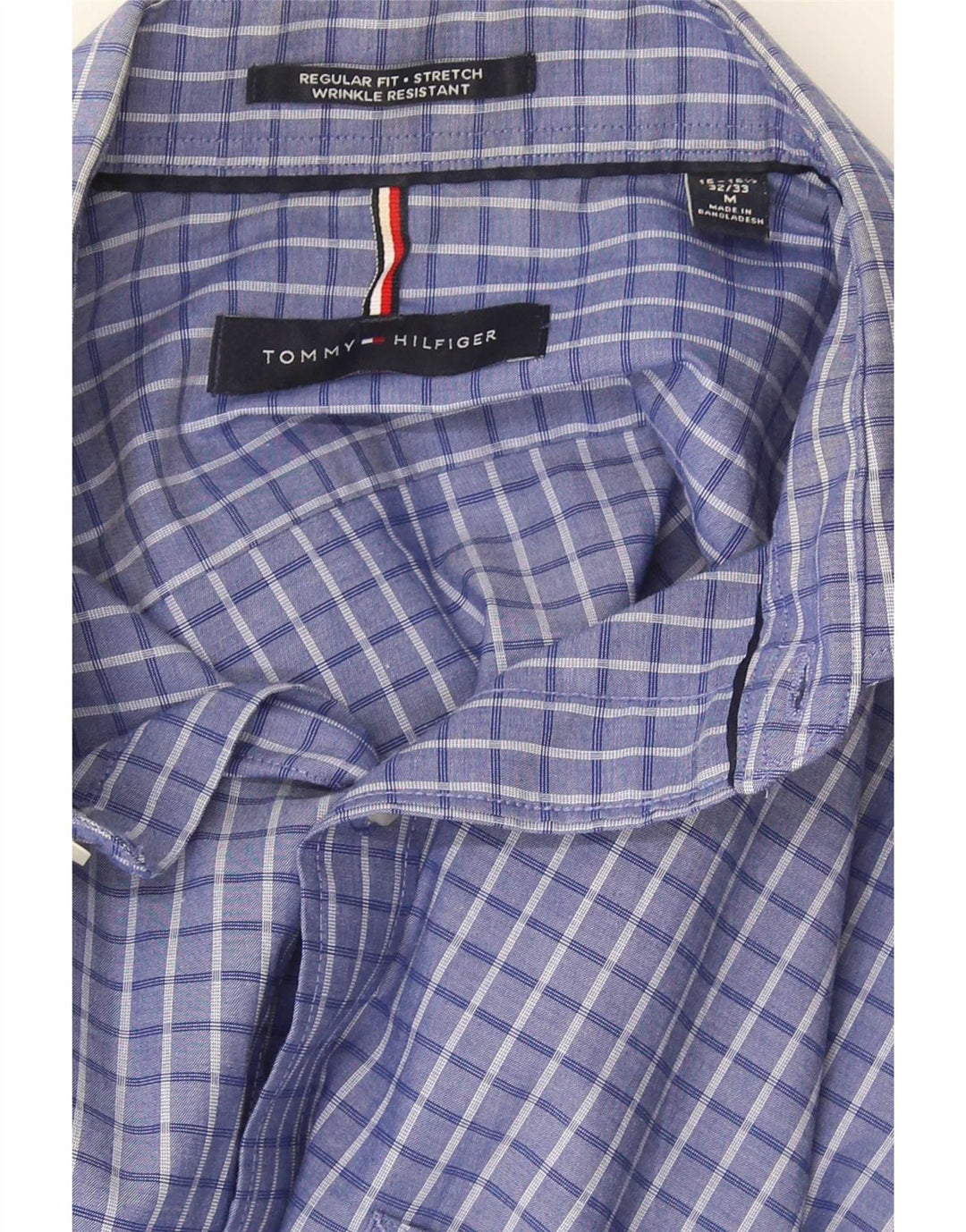 Tommy Hilfiger Camisa de ajuste regular para hombre talla 15/15 1/2 cuadros azules medianos