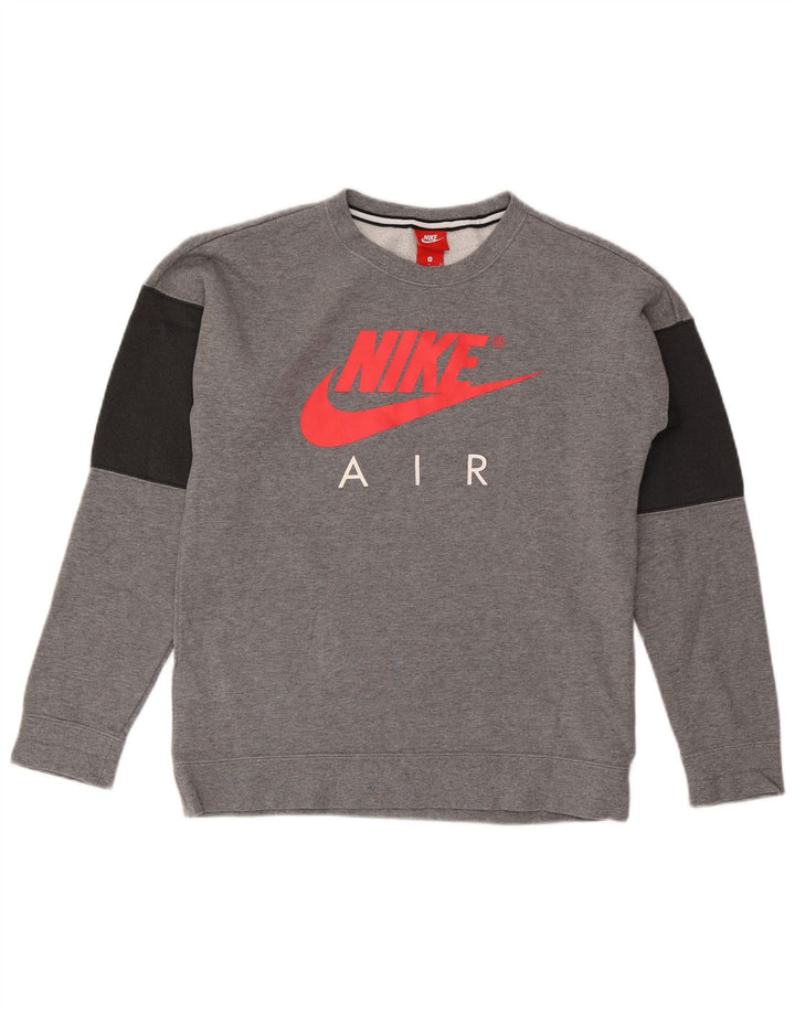 Nike Sudadera con gráfico y diseño tipo jersey de algodón color block en gris pequeño para hombre