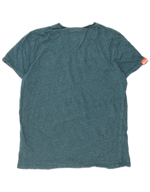Superdry Hombre Camiseta Top XL Algodón Moteado Verde