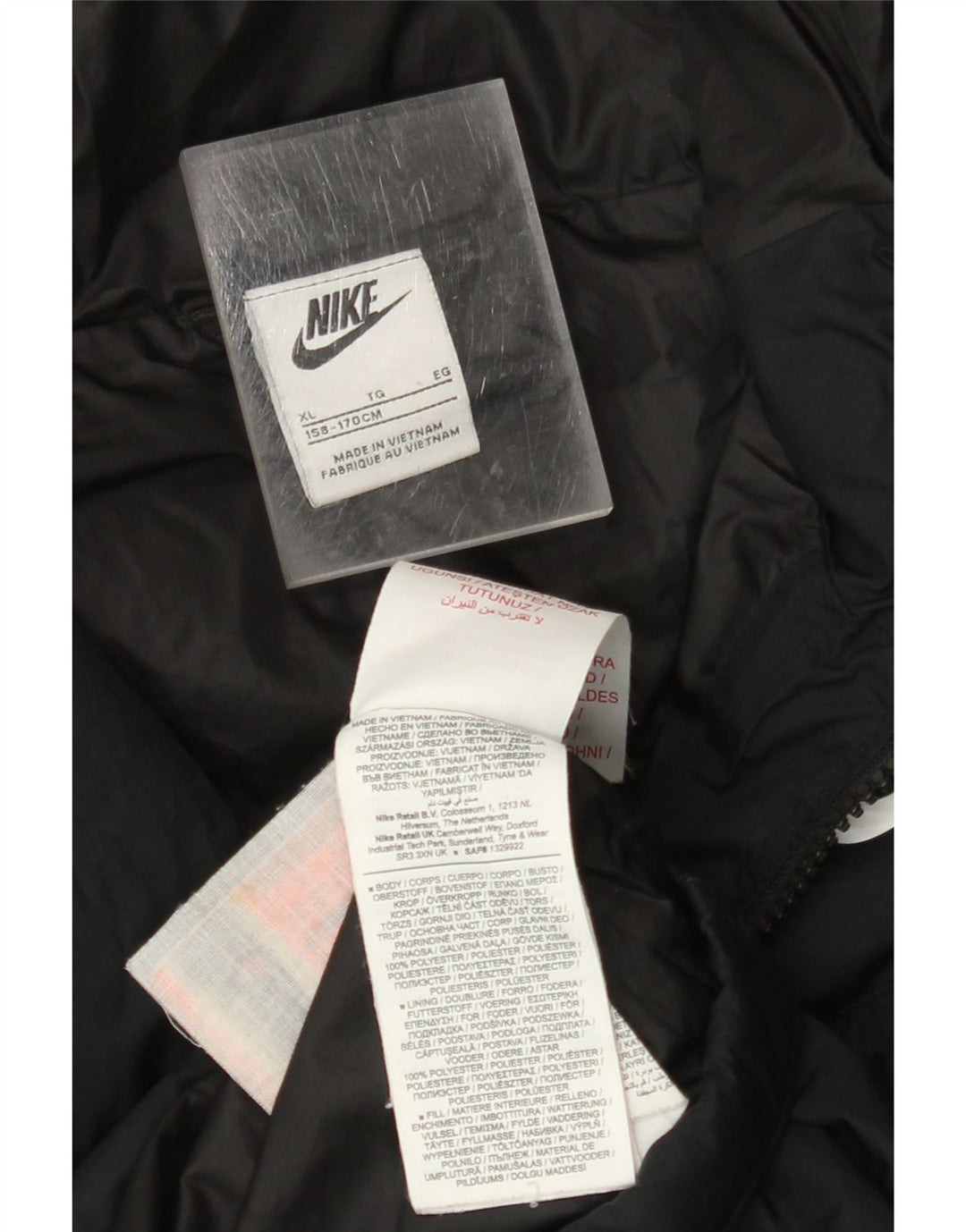 NIKE Chaqueta acolchada con capucha para niño 13-14 años XL Negro Poliéster