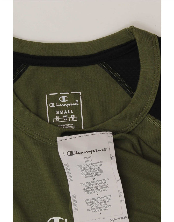 Champion Camiseta para hombre Top Small Verde Colorblock Poliéster