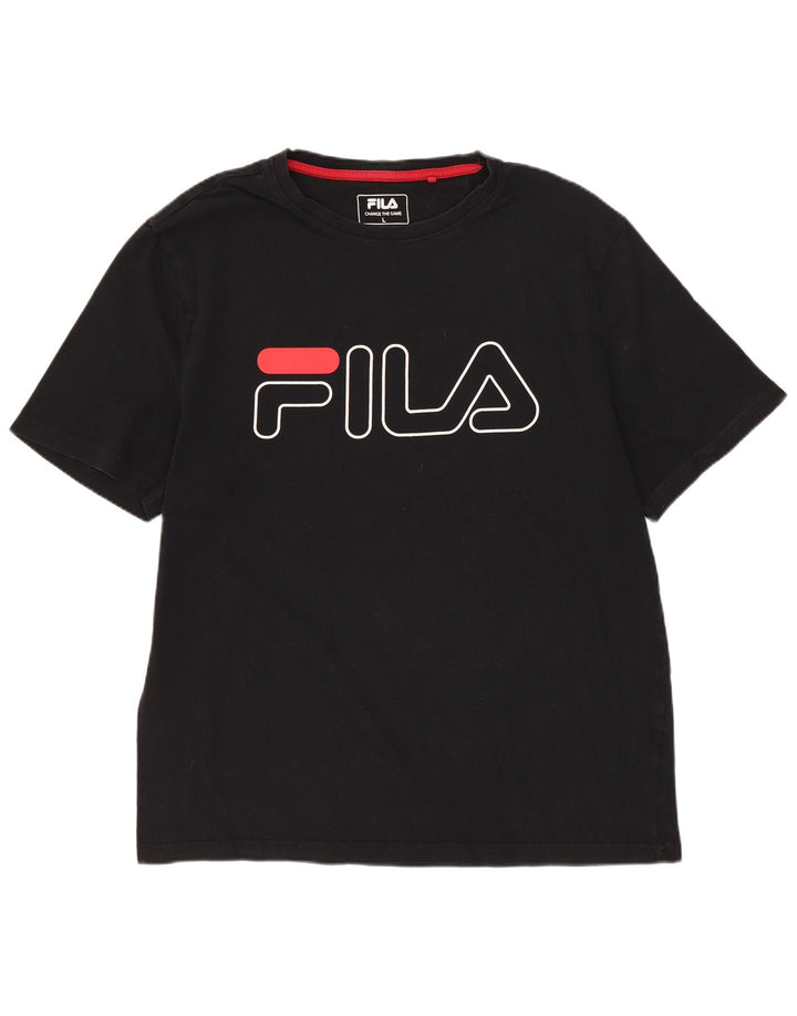 FILA - Camiseta gráfica para hombre, talla grande, color negro