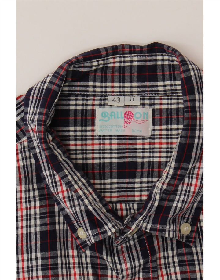 Camisa Hombre Globo Talla 43 17 XL Azul Marino Cuadros Algodón