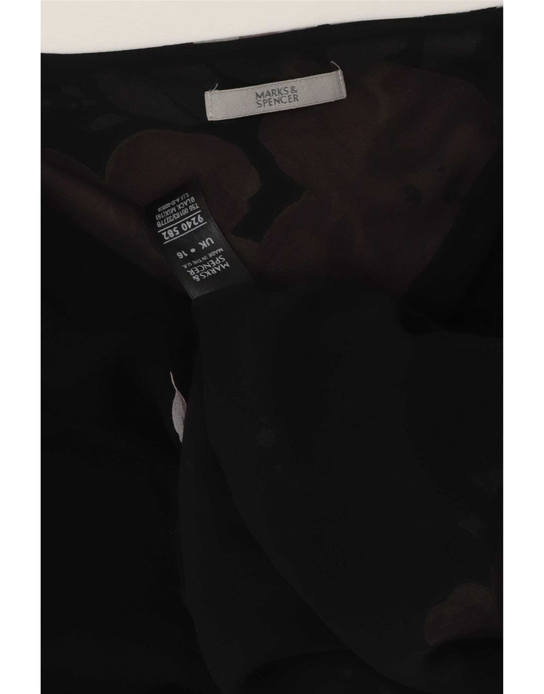 Marks & Spencer Blusa para mujer Top UK 46 Grande Poliéster floral negro