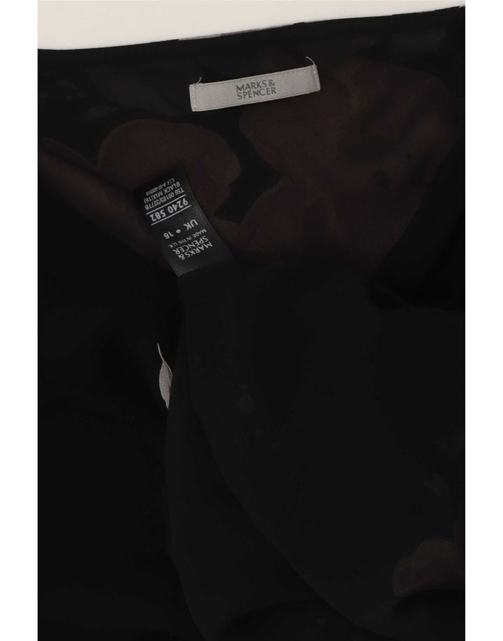 Marks & Spencer Blusa para mujer Top UK 46 Grande Poliéster floral negro