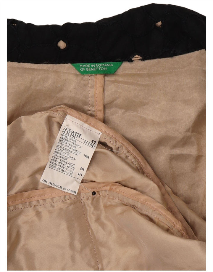 Benetton Chaqueta Americana Corta De 2 Botones IT 42 Mediana Negra Moteada