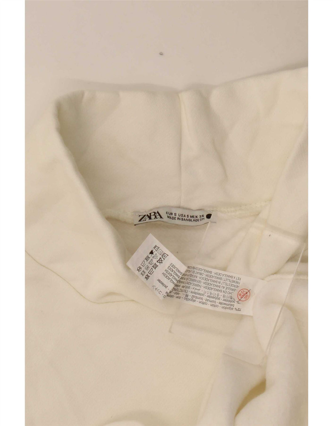 Zara Mujer Top Extragrande Manga 3/4 Reino Unido 10 Pequeño Algodón Blanco Roto