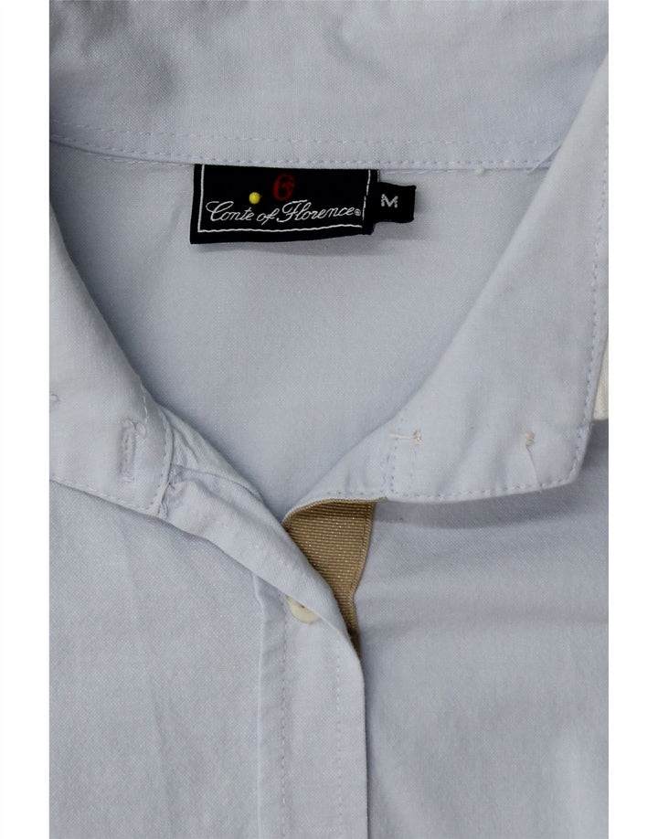 CONTE OF FLORENCE Camisa de mujer UK 12 Algodón azul medio