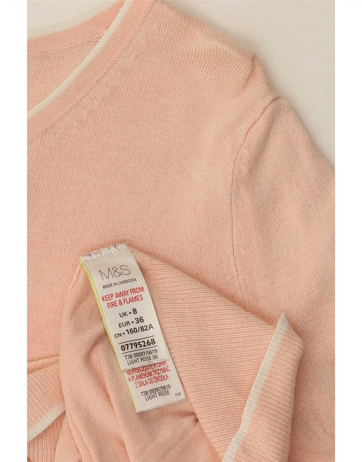 Marks & Spencer Suéter tipo cárdigan para mujer UK 8 Small Viscosa rosa