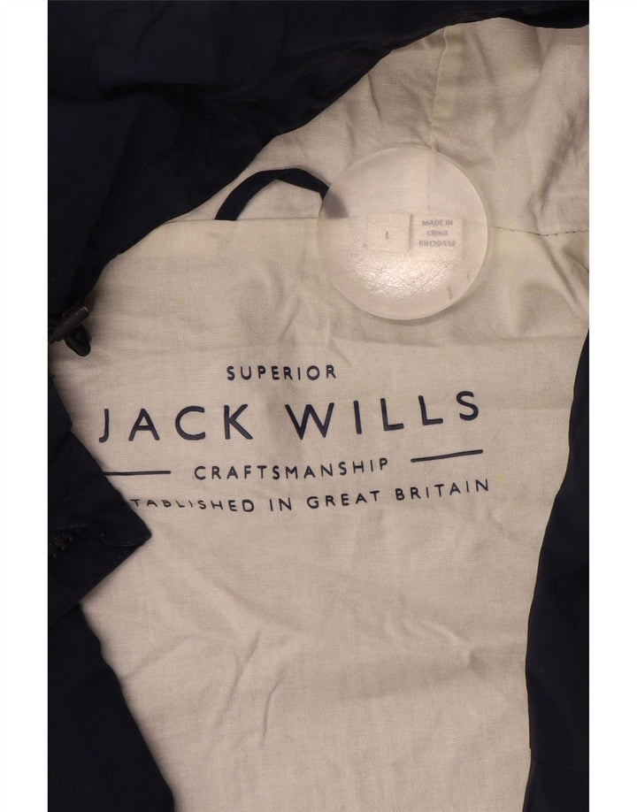 Jack Wills Chaqueta impermeable con capucha para hombre UK 40 Large Azul marino Algodón