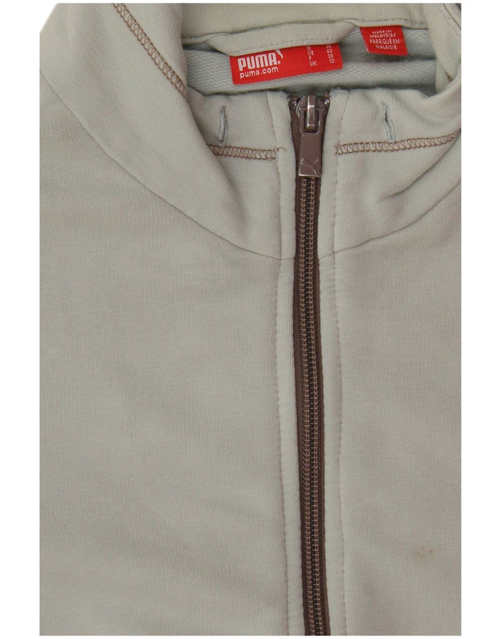 Puma Mujer Chándal Top Chaqueta Reino Unido 10 Pequeño Gris Algodón