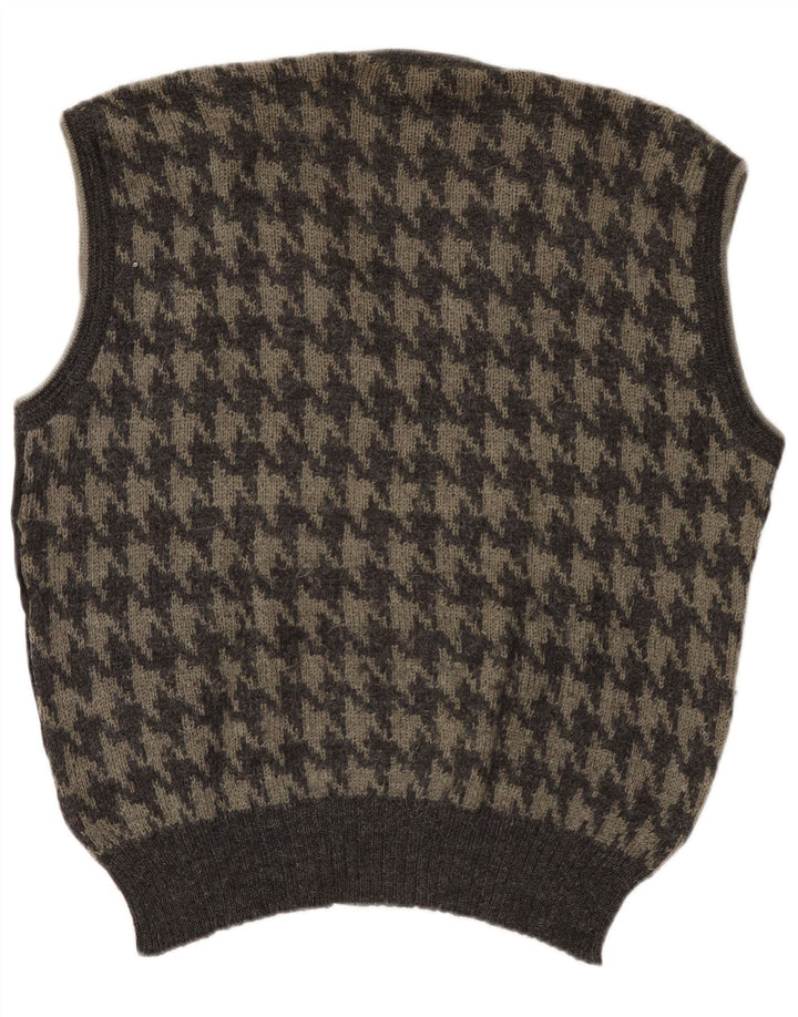 Vintage hombres chaleco tanque top grande gris pata de gallo
