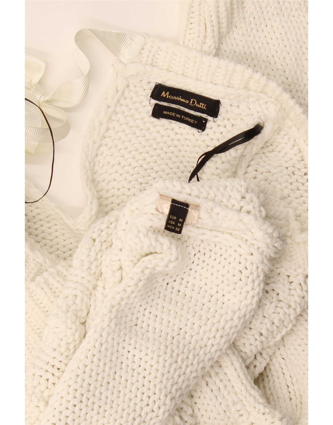 Massimo Dutti Jersey con cuello barco para mujer, talla 40, talla M, color blanco
