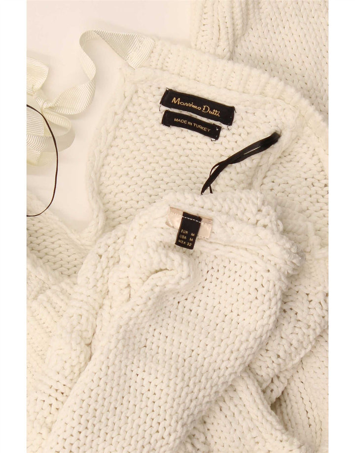 Massimo Dutti Jersey con cuello barco para mujer, talla 40, talla M, color blanco
