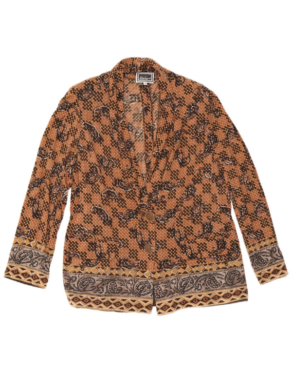 LUISA SPAGNOLI Chaqueta blazer de 2 botones para mujer IT 48 XL Marrón Paisley