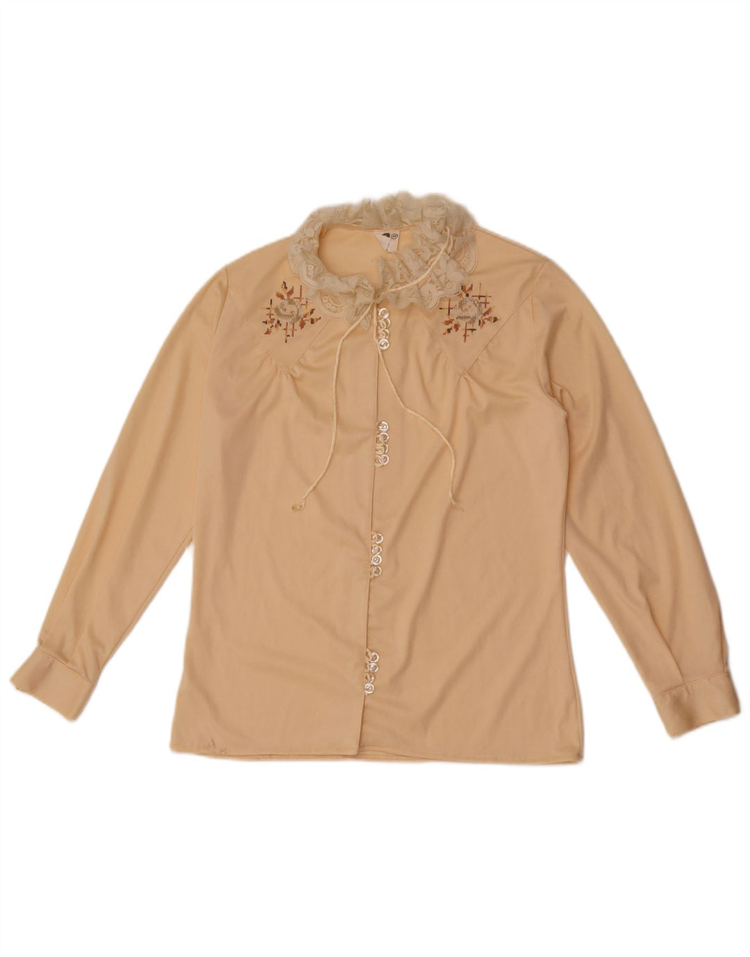 Vintage mujer camisa blusa IT 46 grande beige floral