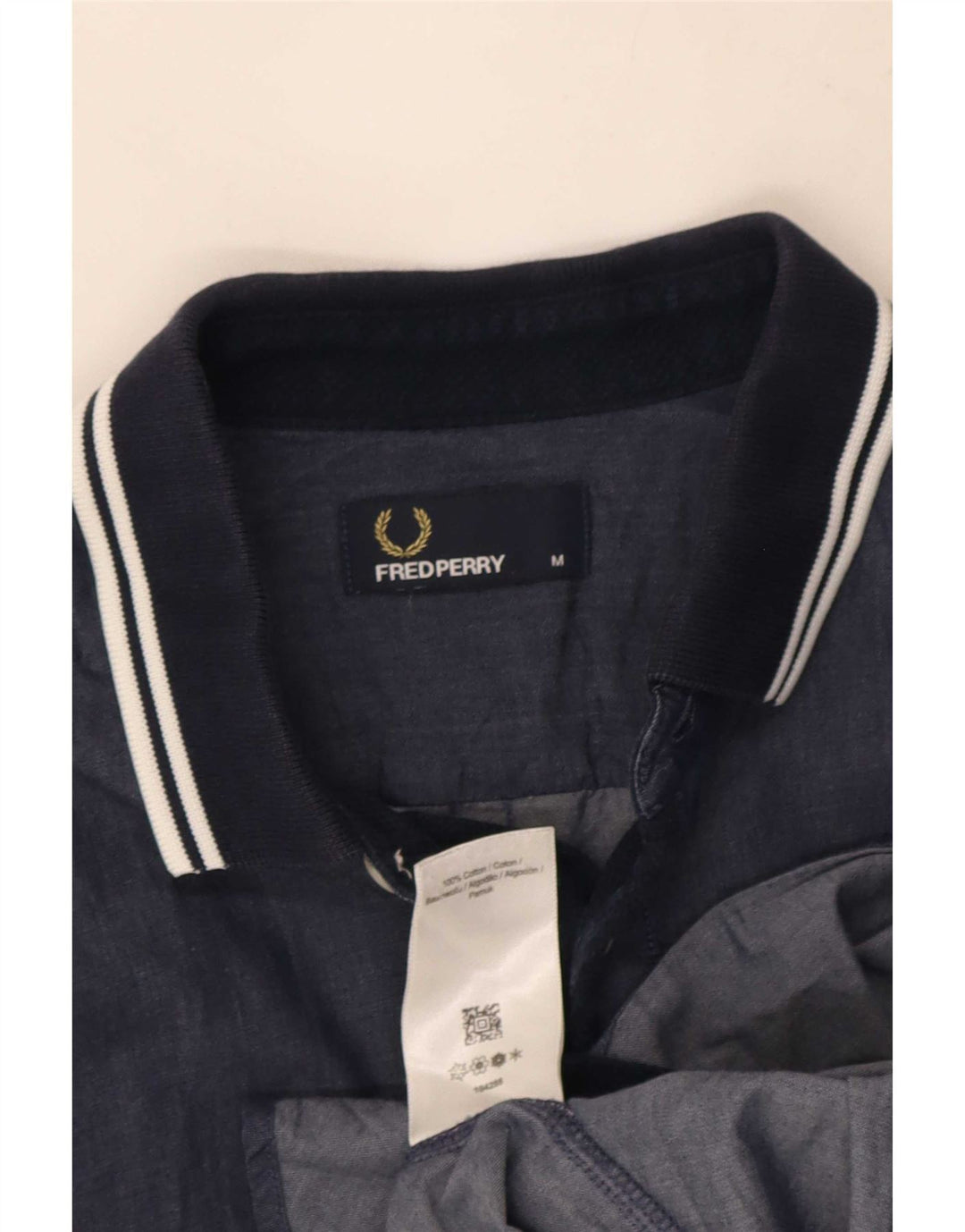 Camisa Fred Perry Hombre De Manga Corta De Algodón A Rayas Azul Marino Medio