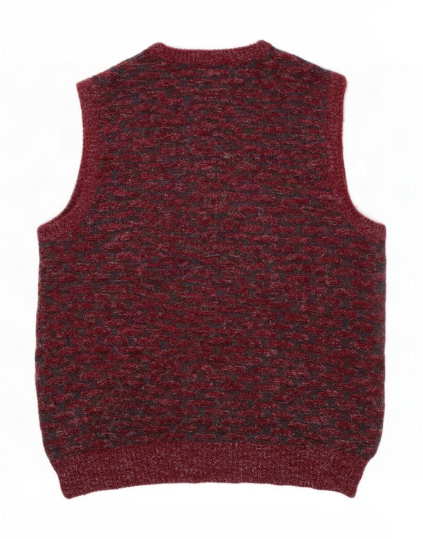 Vintage Hombres Chaleco Tank Top XL Borgoña Geométrico