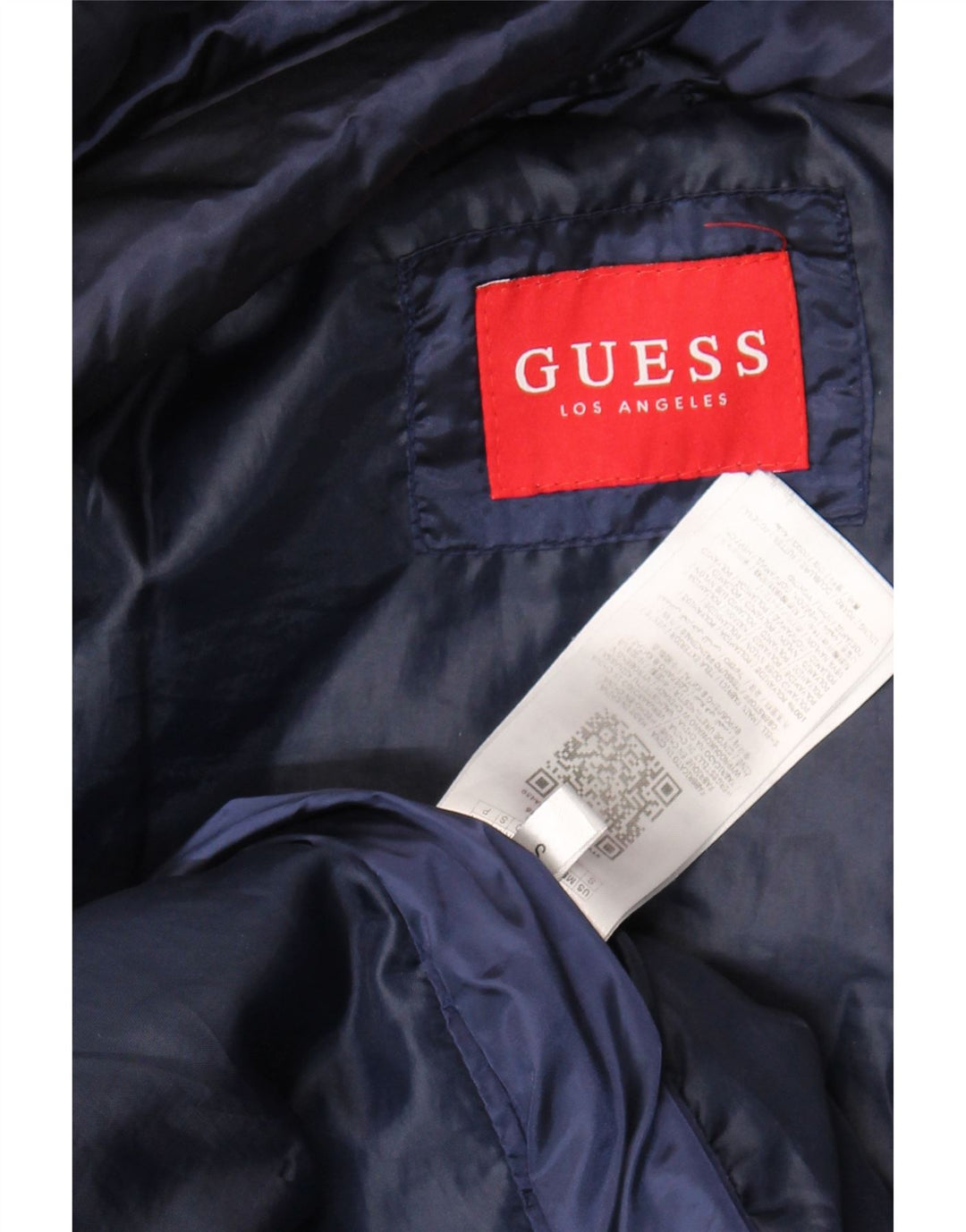 Guess Abrigo acolchado con capucha extragrande para mujer UK 10 Small Poliamida azul marino