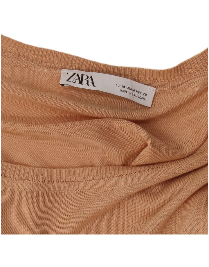 ZARA Jersey con cuello barco para mujer, talla 40, color beige medio