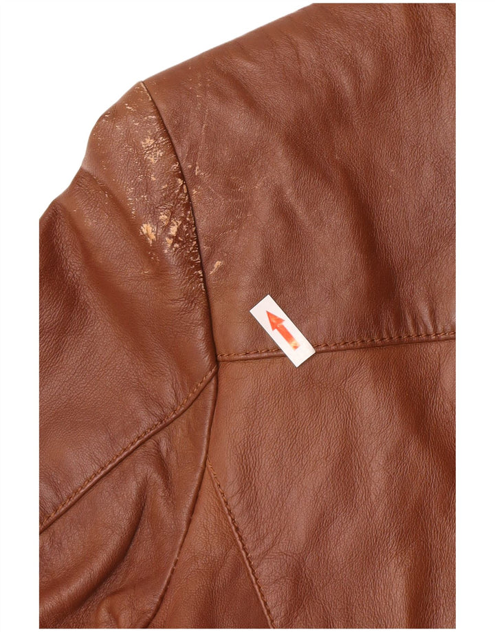 Vintage hombres 3 botones cuero Blazer chaqueta Reino Unido 40 cuero marrón grande