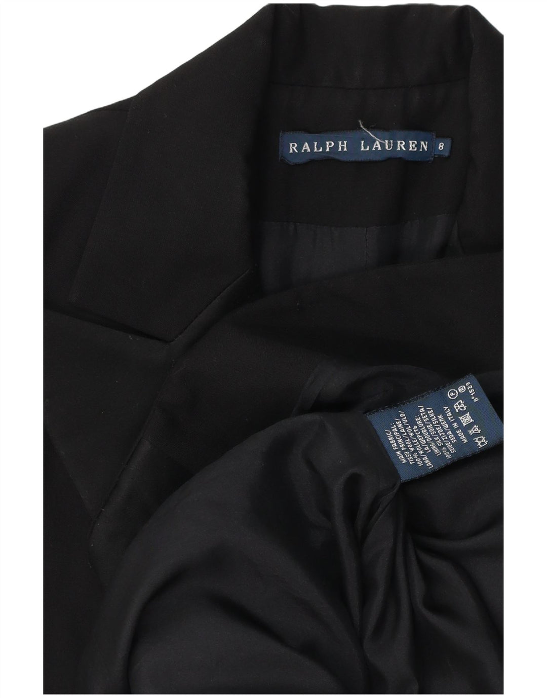 Ralph Lauren Chaqueta Blazer de 1 botón para Mujer US 8 Mediana Lana Negra