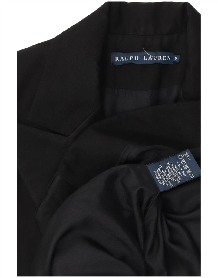 Ralph Lauren Chaqueta Blazer de 1 botón para Mujer US 8 Mediana Lana Negra