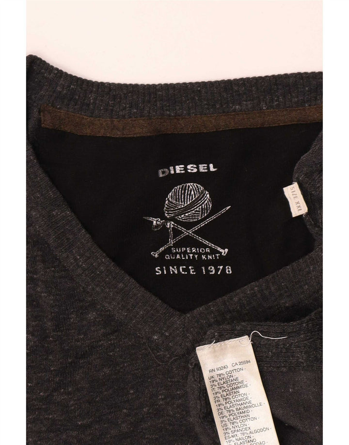 Diesel Jersey con cuello en V para hombre, talla 2XL, algodón gris