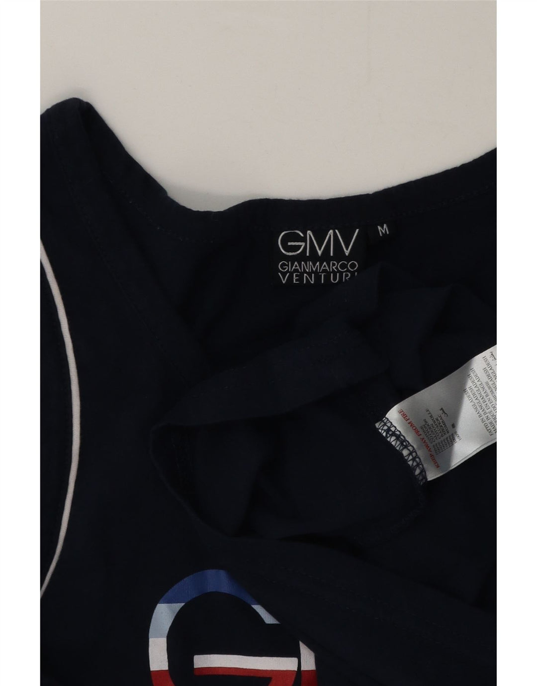 Gianmarco Venturi Camiseta sin mangas estampada para hombre Algodón azul marino mediano