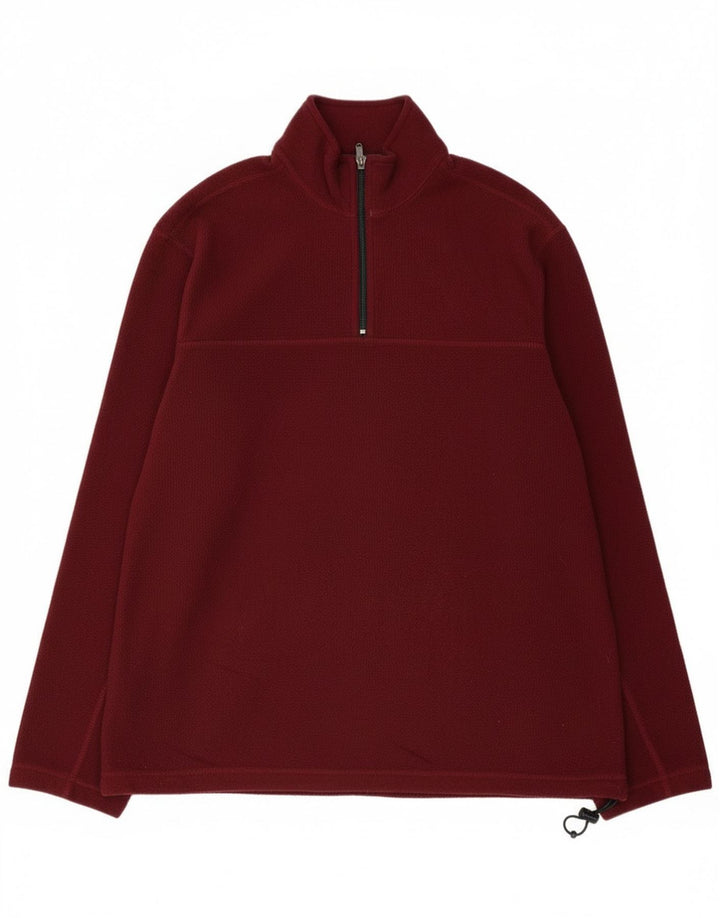 Eddie Bauer Jersey de forro polar con cuello y cremallera para hombre, poliéster granate grande